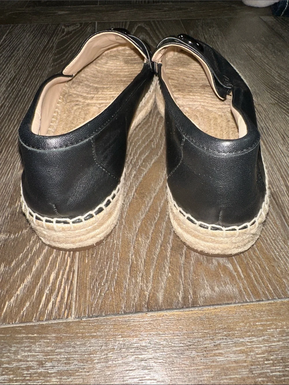 Coach Camilla Black Leather Espadrille Platform Loafers Women’s Size 8